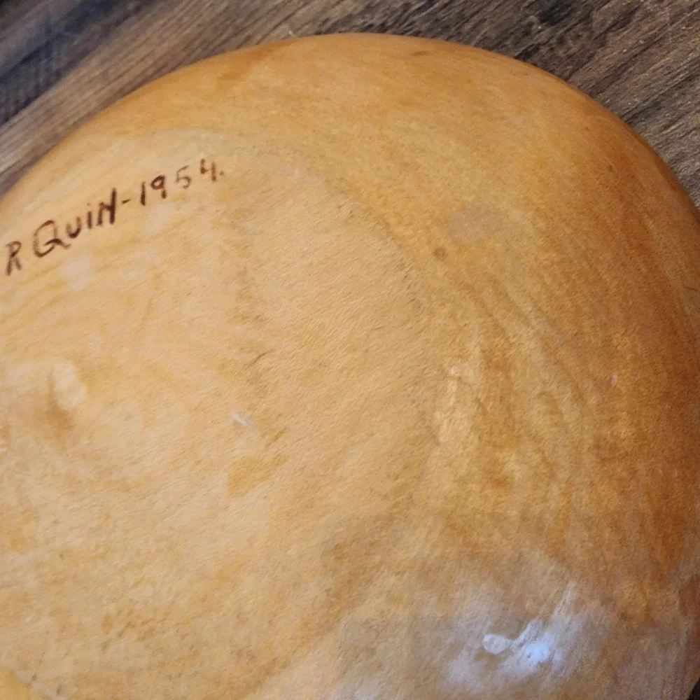 Wooden Serving Bowl w/Spoon Hand Painted‎ Made in Sweden Vintage 1954 7